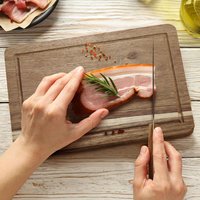 Chopping Board Thick Wooden Cutting Board with Groove Hygienic - Brown