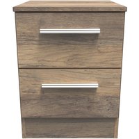 Contrast Ready Assembled 2 Drawer Bedside - Vintage Oak