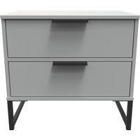 Diego Ready Assembled Double 2 Drawer Bedside Cabinet (Diego) - Dusk Grey