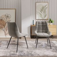 Velvita Luxury Velvet Dining Chair - Grey / Metal, Velvet / 2