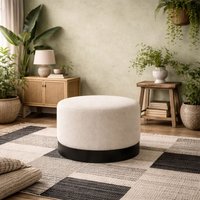 Kalua Large Ivory Boucle Stool with Matt Base - Neutral
