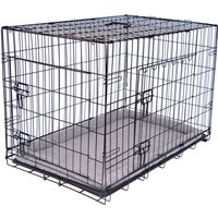 Dog Cage Crate with Bed Pet and Tray - Black / 91cm