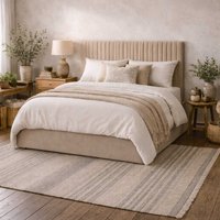 Dublin Taupe 5ft King Ottoman Bed with Tall Ribbed Headboard and Storage - Brown