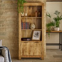 California Solid Mango Wood Bookcase with Door Satin Finish - Brown
