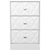 San Jose Fully Assembled 3 Drawer Bedside Cabinet - White Matt