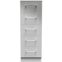 Worcester Ready Assembled 5 Drawer Bedside Cabinet - Uniform Grey & White Matt