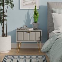 Cube Ready Assembled 1 Drawer Bedside Cabinet with Legs - Dusk Grey