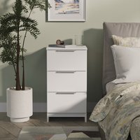 Plymouth Ready Assembled 3 Drawer Bedside Cabinet - White Matt
