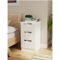 Camden Ready Assembled 3 Drawer Bedside Cabinet - White Gloss & White