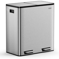 2 Compartment Recycling Pedal Bin - Stainless Steel / 60l