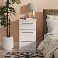 Sherwood Ready Assembled 3 Drawer Bedside Cabinet - White Matt