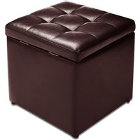 Costway Seat Cube Upholstered Ottoman Storage Stool - Brown