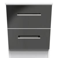 Worcester Ready Assembled 2 Drawer Bedside Cabinet - Black & White Matt