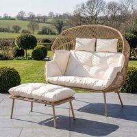 Cocona 2 Seat Standing Egg Chair and Stool - Cream