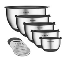 Emperial Mixing Bowls Meal Prep Set Of 5 - Silver