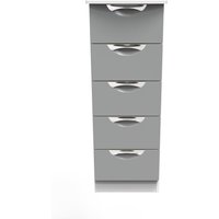 Camden Ready Assembled 5 Drawer Bedside Cabinet - Dusk Grey & White
