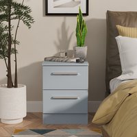 Contrast Ready Assembled 2 Drawer Bedside - Denim Blue
