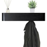 Wall-Mounted Coat Rack with 5 Hidden Hooks - Black