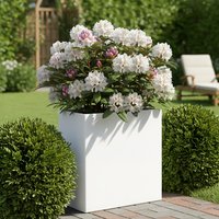 Narrow Contemporary Light Concrete Trough Planter - White / 98l