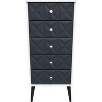 Pixel Ready Assembled 5 Drawer Bedside Cabinet - Indigo Matt & White