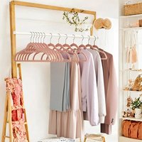 SONGMICS Velvet Hangers with Tie Bar, Non Slip, 360 Swivel Hooks - Pink / 1.4kg