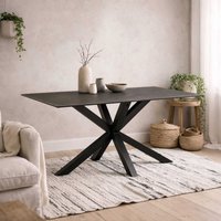 Perth Ceramic 4 Seater Dining Table with Matt Metal Legs - Black