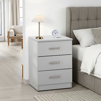 Dakota 3 Drawer Bedside - Light Grey