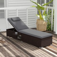 Outdoor Lounge Chair with 6-level Backrest - Grey