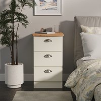 Victoria Ready Assembled 3 Drawer Bedside Cabinet - Cream Ash & Riviera Oak