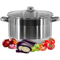 14L Casserole Stockpot with Glass Lid - Silver