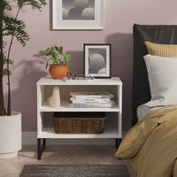 Diego Ready Assembled Double Open Bedside Cabinet - White Matt
