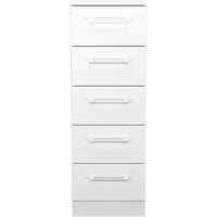 Worcester Ready Assembled 5 Drawer Bedside Cabinet - White Matt