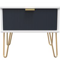 Linear Ready Assembled 1 Drawer Bedside Cabinet - Indigo Matt & White
