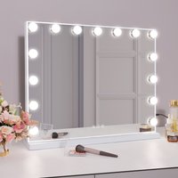FENCHILIN 15 LED Hollywood Vanity Make Up Mirror - Metal White