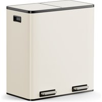 2 Compartment Recycling Pedal Bin - Cream / 60l