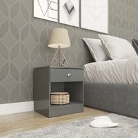 Denver 1 Drawer Bedside - Grey Gloss