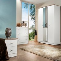 Nancy Ready Assembled 2 Drawer Bedside Table - White Matt & Mushroom