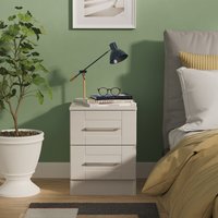 York Ready Assembled 2 Drawer Bedside Cabinet - Grey Ash