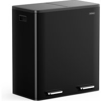 2 Compartment Recycling Pedal Bin - Black / 60l