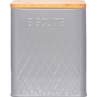 Essentials Square Biscuit Tin with Wooden Lid - Grey - Grey
