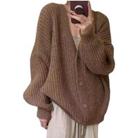 Women's Knitted Thick Cardigan - Khaki
