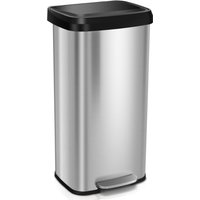 68L Step Trash Can Garbage Bin - Silver