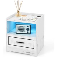Smart Bedside Table with Adjustable Light - White