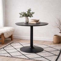 Aars Small Round Bar Table Marble Effect Top Trumpet Base - Black
