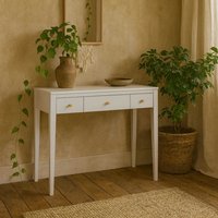 Cordoba Wood Grain Desk 3 Drawers with Brass Knobs - White