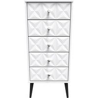 Pixel Ready Assembled 5 Drawer Bedside Cabinet - White Matt