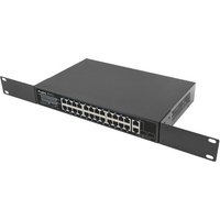 LANBERG Switch 24-Port 100MB PoE+/2x Combo Rack 19" 360W V2
