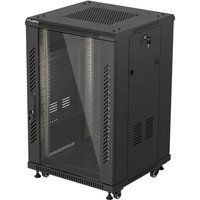 LANBERG 19" 18U 600x600 freistehend Glastür (FlatPack) sw