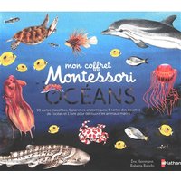 Océans : mon coffret Montessori : 90 cartes classifiées, 5 planches anatomiques, 5 cartes des couches de l'océan et 1 livre pour découvrir les animaux marins