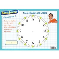 Lire l'heure : mémo effaçable : CP, CE1